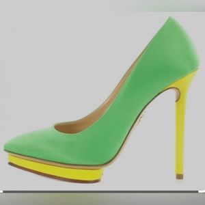 Charlotte Olympia Green and Acid Yellow